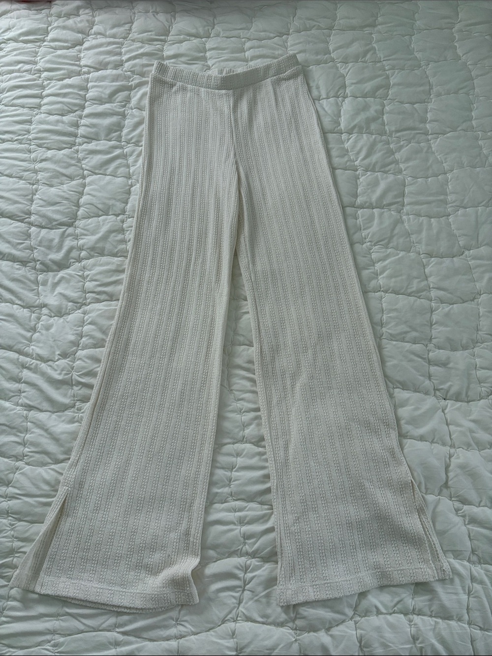 Mango Women's Cream Knit Wide-Leg Pants